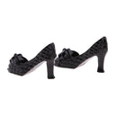 Pair Of 1/12 Dollhouse Miniature High Heel Shoes Sandals Clothes Accs Black