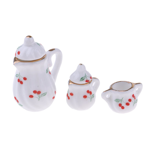 1/12 Dollhouse Miniature Porcelain Tea Pot Kettle Set Room Item Decoration
