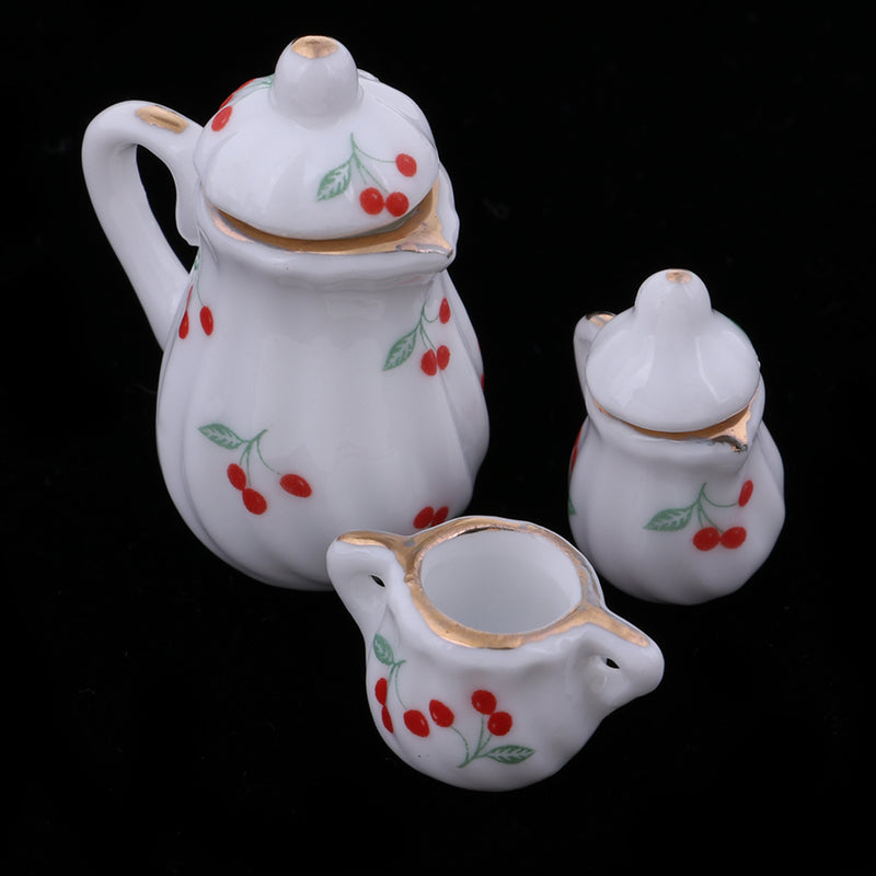 1/12 Dollhouse Miniature Porcelain Tea Pot Kettle Set Room Item Decoration