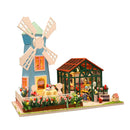 DIY Handcraft Miniature Project Wooden Dolls House Amsterdam Windmill Greenhouse Gift