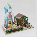 DIY Handcraft Miniature Project Wooden Dolls House Amsterdam Windmill Greenhouse Gift