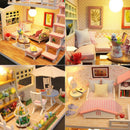 DIY Wooden Dollhouse Fits For Doll House With Furniture And LED Light