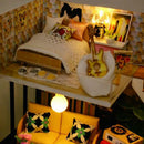 DIY Wooden Dollhouse Fits For Doll House With Furniture And LED Light