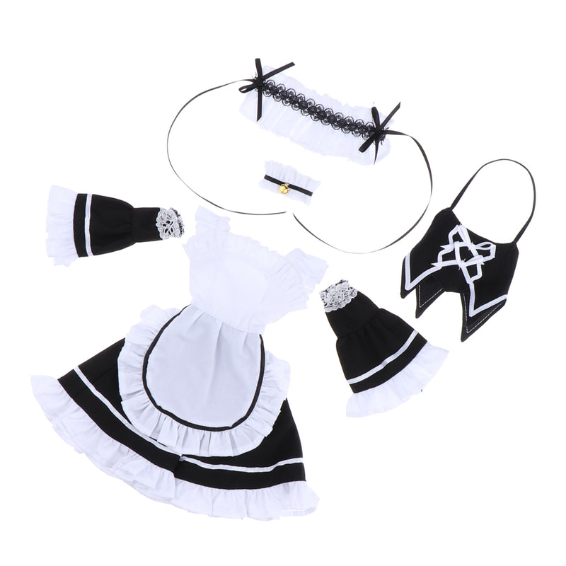 1/4 BJD Smart Doll Clothes for Dollfie DOD SD DD Dress Hairband Apron Maid Uniform Cosplay Outfit White
