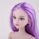 Movable 20 Joints Large Chest Female Nude Body with Head Purple Hair for OB Kurhn 1/4 BJD LUTS DOD Doll Custom