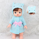 Adorable Cartoon Pattern Nightgown Hooded Bathrobe For Mel-chan Doll Blue