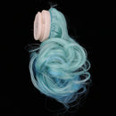 Gradient Color Long Curled Hair Dolls Wig with Head Scalp Shell for Petite Blythe Custom DIY Making Dressing Blue Green