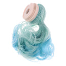 Gradient Color Long Curled Hair Dolls Wig with Head Scalp Shell for Petite Blythe Custom DIY Making Dressing Blue Green