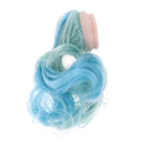 Gradient Color Long Curled Hair Dolls Wig with Head Scalp Shell for Petite Blythe Custom DIY Making Dressing Blue Green