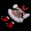 Fashion Plush Floral Dress Boots Antlers Hairpin Clothes for 12inch Blythe Azone Pullip Doll Christmas Costume