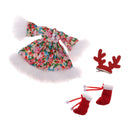 Fashion Plush Floral Dress Boots Antlers Hairpin Clothes for 12inch Blythe Azone Pullip Doll Christmas Costume