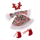 Fashion Plush Floral Dress Boots Antlers Hairpin Clothes for 12inch Blythe Azone Pullip Doll Christmas Costume