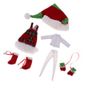 Lovely Christmas Costume Clothes for 12" Blythe Takara Azone Doll Shirt Suspender Dress Boots Hat Party Outfit