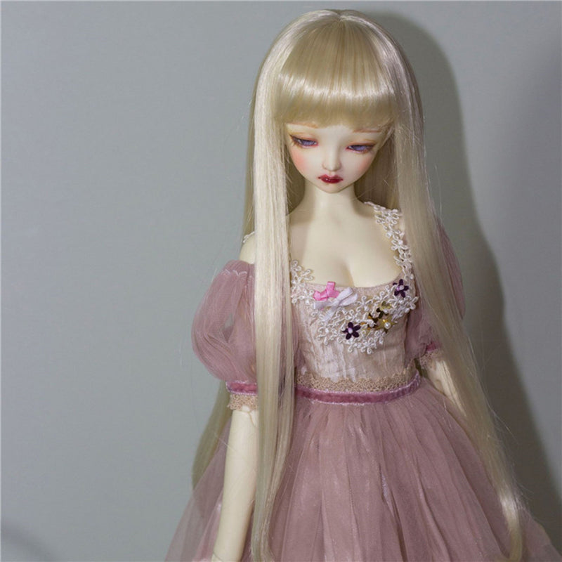 1/3 Ball Joint Doll 9-10inch BJD Full Wig Light Gold Hair for DOD LUTS DZ Volks Doll Hairpiece Supplies Accessory