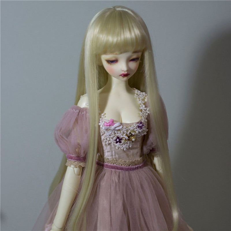 1/3 Ball Joint Doll 9-10inch BJD Full Wig Light Gold Hair for DOD LUTS DZ Volks Doll Hairpiece Supplies Accessory