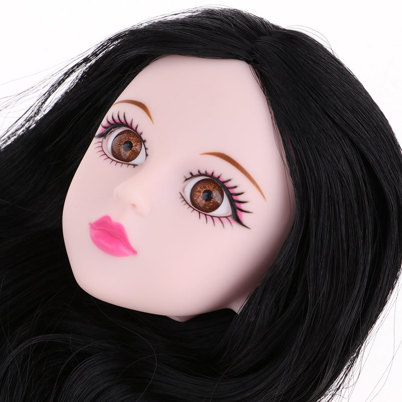 1/4 BJD Ball Jointed Doll Head Sculpt and Black Hair Body Parts for OB Kurhn MSD DOD Replacement Body Parts