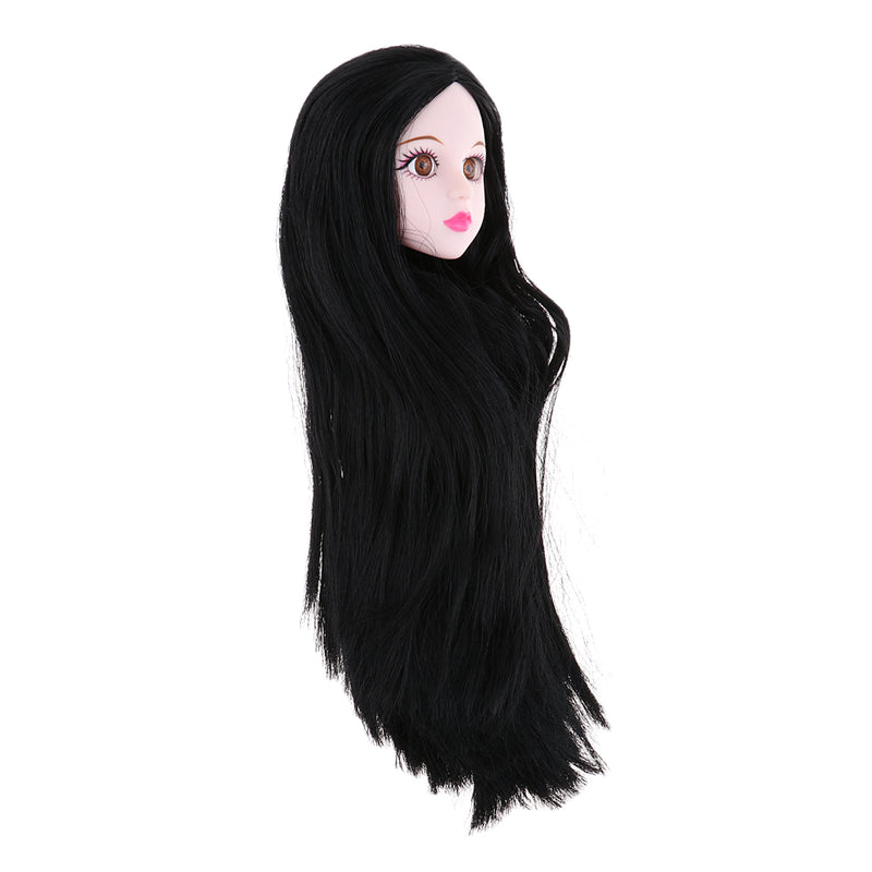 1/4 BJD Ball Jointed Doll Head Sculpt and Black Hair Body Parts for OB Kurhn MSD DOD Replacement Body Parts