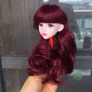 Doll Wig Hairpiece Curly Hair for 1/4 Xinyan Dolls DIY Costume Making Supplies Wine Red