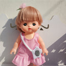 3 Pieces Clothes Suit for Mellchan Baby Doll 9-11inch Reborn Girl Baby Doll Pink Dress Flower Hairband Bag Suit