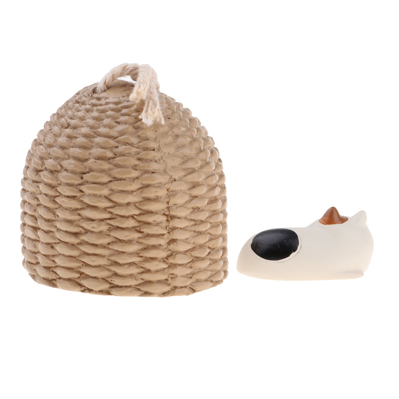 1/12 Miniatures Dollhouse Resin Lovely Cat With Nest Home Decoration Accessories