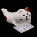 1/12 Dollhouse Miniature Accessories Resin Ornaments Reading Cat Model Home Display Decor Kids Gift