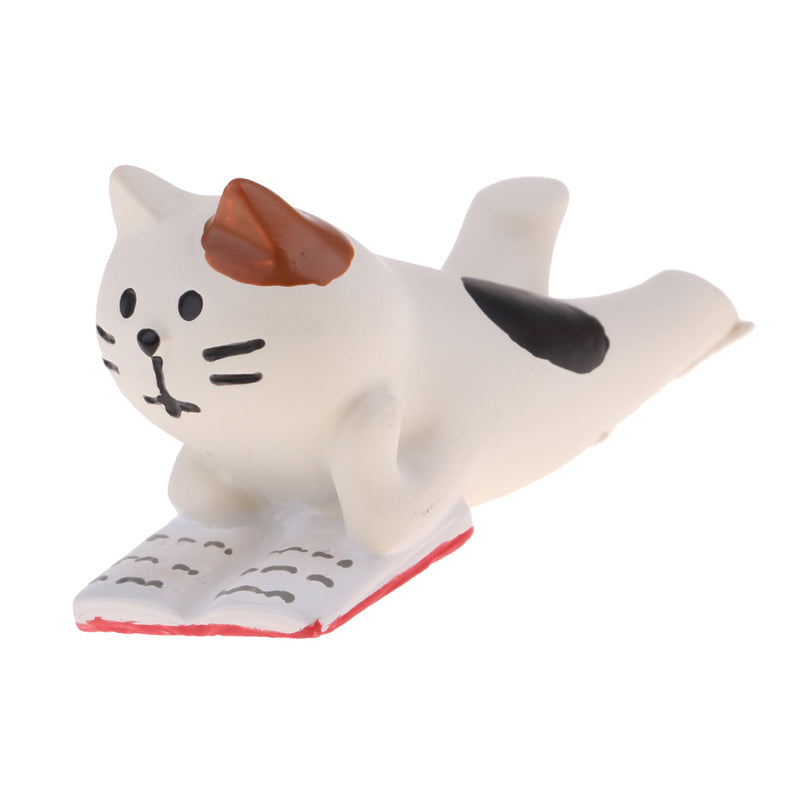 1/12 Dollhouse Miniature Accessories Resin Ornaments Reading Cat Model Home Display Decor Kids Gift