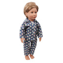 Lovely Pajamas Suit Navy Blue Nightgown Clothes For 18inch American Doll For Journey Doll Sleeping Accessories