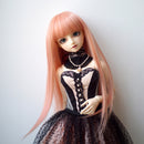 1/3 BJD Dolls Wig Curly Hair & Stand Hairpiece Display Supporter Peach Pink