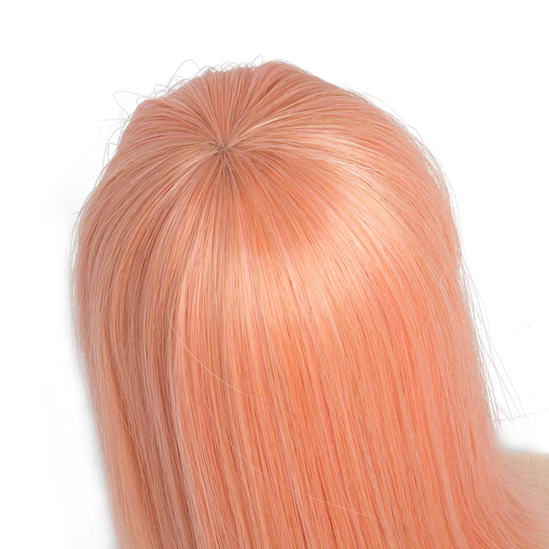 1/3 BJD Dolls Wig Curly Hair & Stand Hairpiece Display Supporter Peach Pink