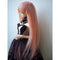 1/3 BJD Dolls Wig Curly Hair & Stand Hairpiece Display Supporter Peach Pink