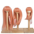 1/3 BJD Dolls Wig Curly Hair & Stand Hairpiece Display Supporter Peach Pink