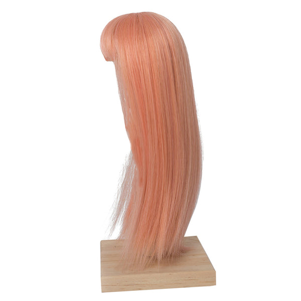 1/3 BJD Dolls Wig Curly Hair & Stand Hairpiece Display Supporter Peach Pink