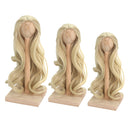 1/3 BJD Dolls Wig Curly Hair & Stand Hairpiece Display Supporter Light-Gold