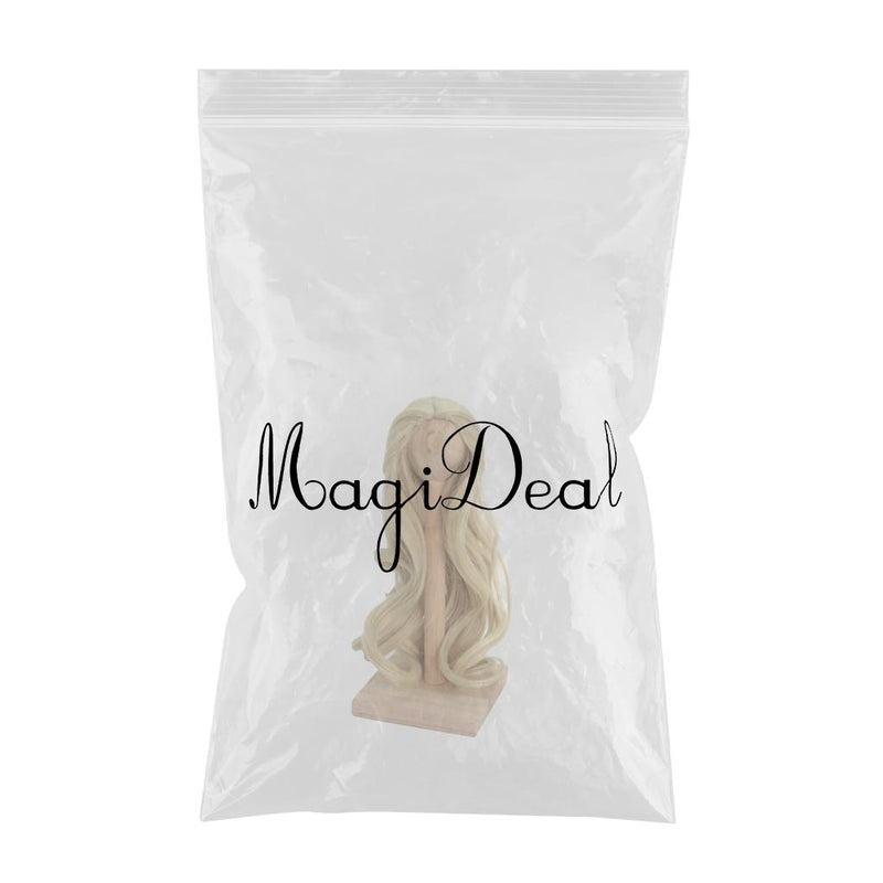 1/3 BJD Dolls Wig Curly Hair & Stand Hairpiece Display Supporter Light-Gold