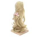 Curly 1/4 BJD Girl Doll Hair Wig and Wooden Display Holder Hair Accessories -Light Golden