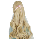 Curly 1/4 BJD Girl Doll Hair Wig and Wooden Display Holder Hair Accessories -Light Golden