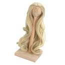Curly 1/4 BJD Girl Doll Hair Wig and Wooden Display Holder Hair Accessories -Light Golden