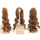 Curly 1/4 BJD Girl Doll Hair Wig and Wooden Display Holder Hair Accessories -Brown