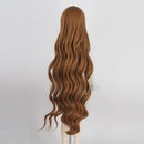 Curly 1/4 BJD Girl Doll Hair Wig and Wooden Display Holder Hair Accessories -Brown