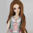 Curly 1/4 BJD Girl Doll Hair Wig and Wooden Display Holder Hair Accessories -Brown