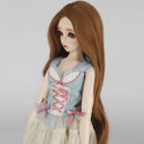Curly 1/4 BJD Girl Doll Hair Wig and Wooden Display Holder Hair Accessories -Brown