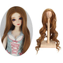 BJD Smart Doll Wig 1/6 & Holder Brown Curly Bang Hair 6-7inch for LUTS DOD Dollfie Doll DIY Accessories