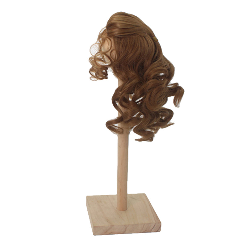 1/3 BJD Dolls Wig Curly Long Hair & Stand Hairpiece Display Supporter Flaxen