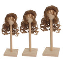 1/3 BJD Dolls Wig Curly Long Hair & Stand Hairpiece Display Supporter Flaxen