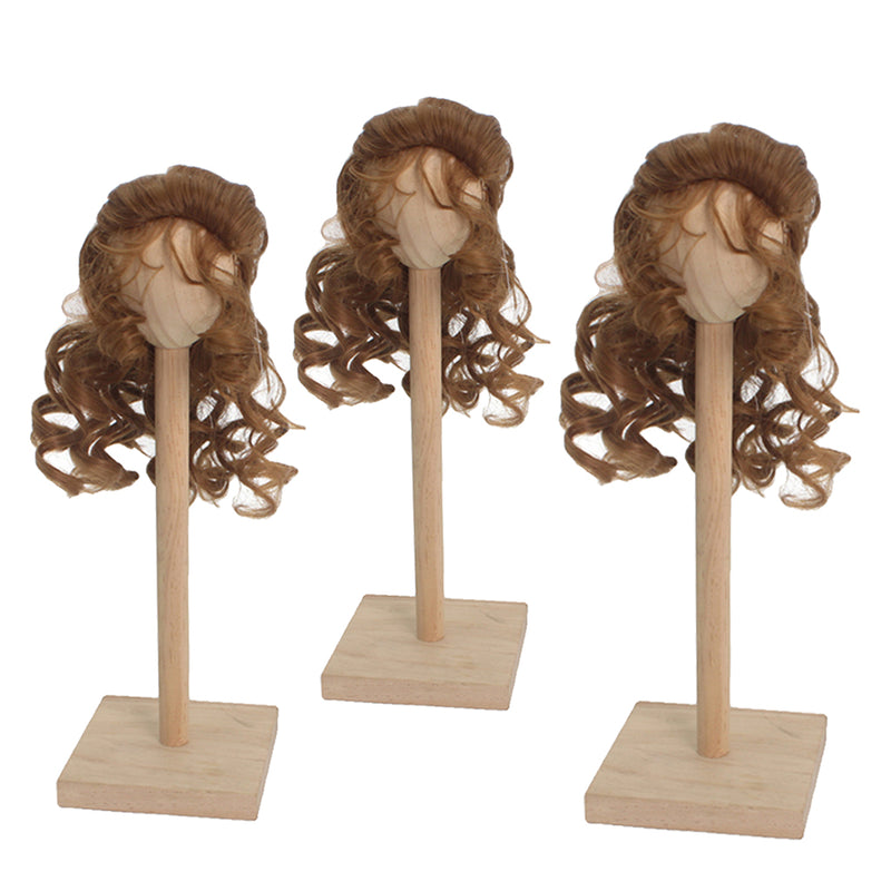 1/3 BJD Dolls Wig Curly Long Hair & Stand Hairpiece Display Supporter Flaxen