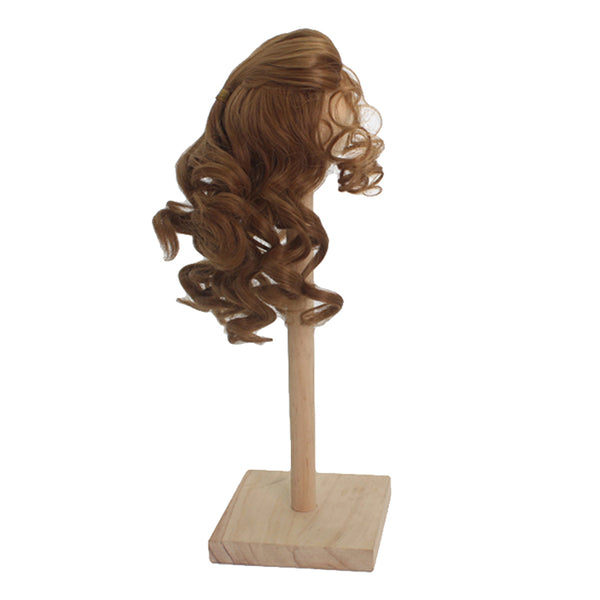 1/3 BJD Dolls Wig Curly Long Hair & Stand Hairpiece Display Supporter Flaxen