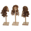 Curly 1/4 BJD Girl Doll Hair Wig and Wooden Display Holder Hair Accessories -Flaxen