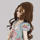 Curly 1/4 BJD Girl Doll Hair Wig and Wooden Display Holder Hair Accessories -Flaxen