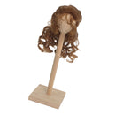 Curly 1/4 BJD Girl Doll Hair Wig and Wooden Display Holder Hair Accessories -Flaxen