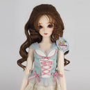 Curly 1/4 BJD Girl Doll Hair Wig and Wooden Display Holder Hair Accessories -Flaxen